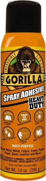 Gorilla Glue - 14 oz Aerosol Clear Spray Adhesive - High Tack, 131°F Heat Resistance, High Strength Bond, Flammable - Best Tool & Supply