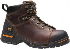 Timberland PRO - Men's Size 7.5 Medium Width Steel Work Boot - Brown, Leather, Rubber Upper, Rubber Outsole, 6" High, Safety Toe, Puncture Resistant - Best Tool & Supply