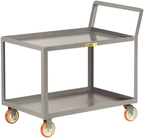 Little Giant - 1,200 Lb Capacity, 30" Wide x 48" Long x 38-3/4" High Shelf Cart - 2 Shelf, Steel, 2 Rigid/2 Swivel Casters - Best Tool & Supply