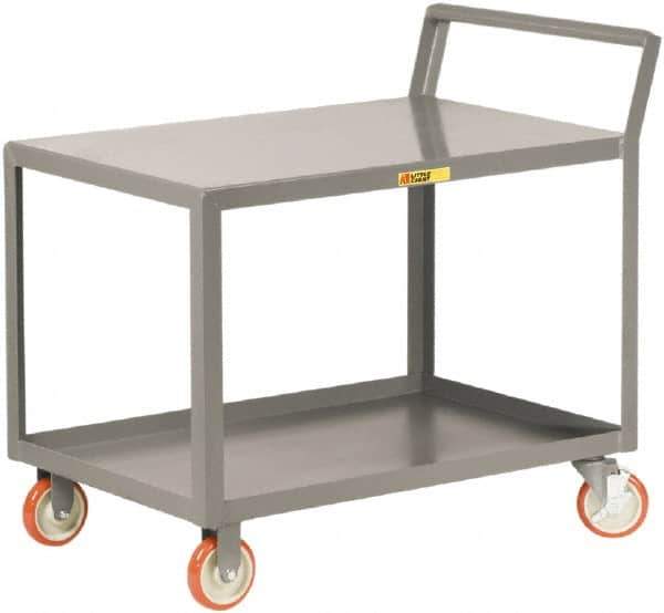 Little Giant - 1,200 Lb Capacity, 18" Wide x 36" Long x 38-3/4" High Shelf Cart - 2 Shelf, Steel, 2 Rigid/2 Swivel Casters - Best Tool & Supply