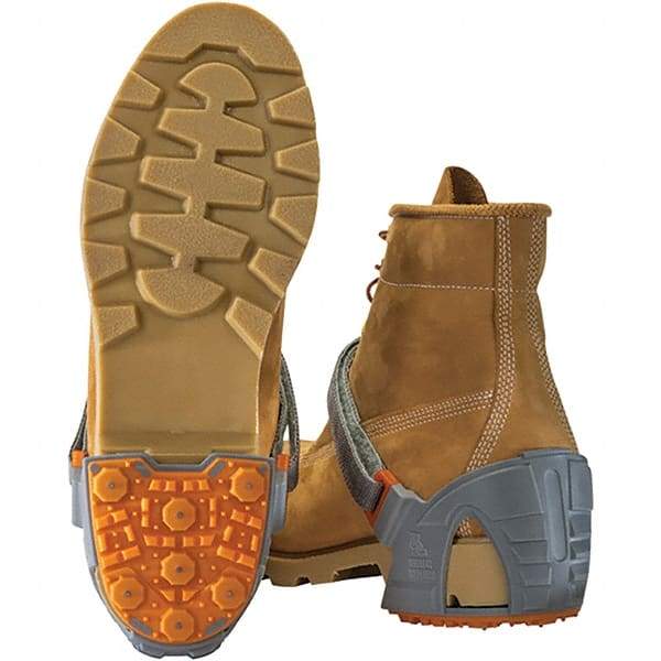 Winter Walking - Size 16+, Strap-On Cleat - Tungsten Carbide Stud Traction, Orange & Gray - Best Tool & Supply