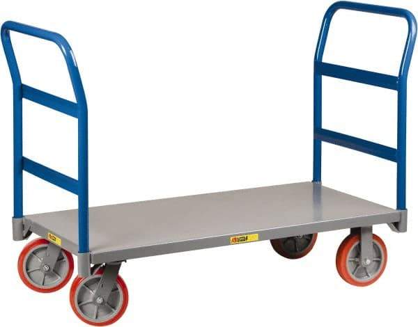 Little Giant - 3,600 Lb Capacity Steel Double End Rack Platform Truck - Steel Deck, 24" OAW, 48" Platform Length x 11" Platform Height, Polyurethane Casters - Best Tool & Supply