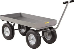 Little Giant - 3,500 Lb Capacity Steel Wagon Truck - Steel Deck, 24" OAW, 48" Platform Length x 18-1/2" Platform Height, Mold On Rubber Casters - Best Tool & Supply