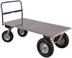 Little Giant - 3,000 Lb Capacity Steel 8 Wheeler Wagon Truck - Steel Deck, 30" OAW, 48" Platform Length x 18-1/4" Platform Height, Pneumatic Casters - Best Tool & Supply