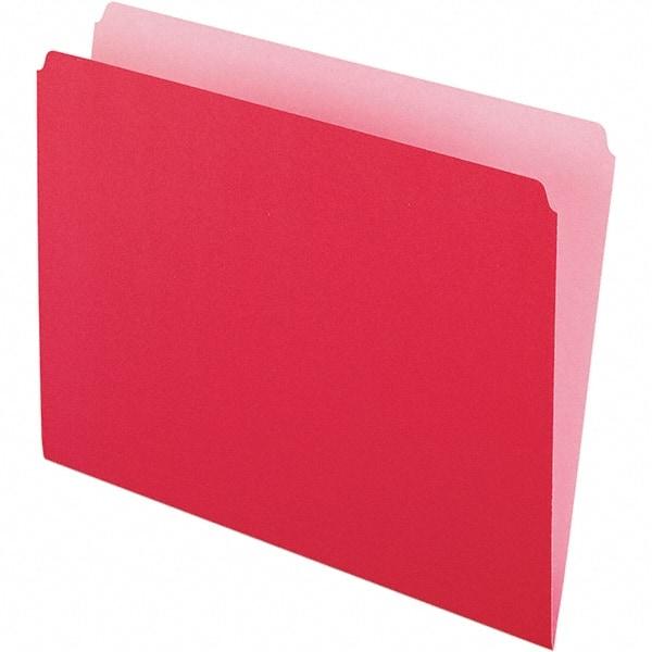 Pendaflex - 9-1/2 x 11-5/8", Letter Size, Red/Light Red, File Folders with Top Tab - 11 Point Stock, Straight Tab Cut Location - Best Tool & Supply