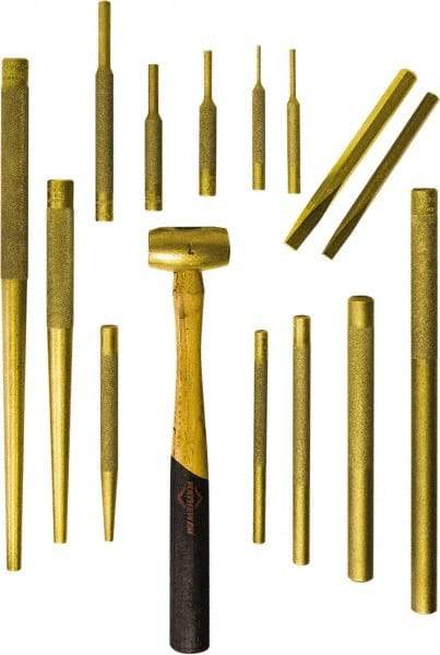 Mayhew - 15 Piece Punch & Chisel Set - 3/8 to 1/2" Chisel, 1/8 to 3/4" Punch, Round Shank - Best Tool & Supply