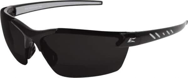 Edge Eyewear - +2, Smoke Gray Lenses, Scratch Resistant, Framed Magnifying Safety Glasses - UV Protection, Black/Gray Nylon Frame, ANSI, MCEPS - Best Tool & Supply