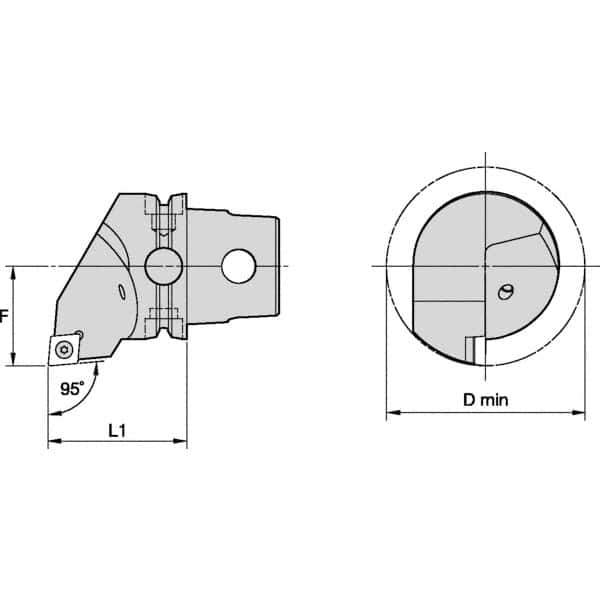 Kennametal - Insert Style CC.., 40mm Head Length, Left Hand Cut, Internal Modular Threading Cutting Unit Head - System Size KM40TS, 27mm Center to Cutting Edge, Series S-Clamping - Best Tool & Supply