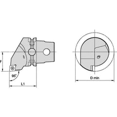 Kennametal - Insert Style CC.., 40mm Head Length, Left Hand Cut, Internal Modular Threading Cutting Unit Head - System Size KM40TS, 27mm Center to Cutting Edge, Series S-Clamping - Best Tool & Supply