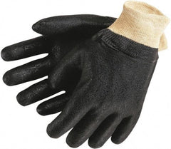 MCR Safety - Size L (9), 10" Long, Supported, PVC Chemical Resistant Gloves - Textured Finish, Interlock Knit Lined, Black - Best Tool & Supply