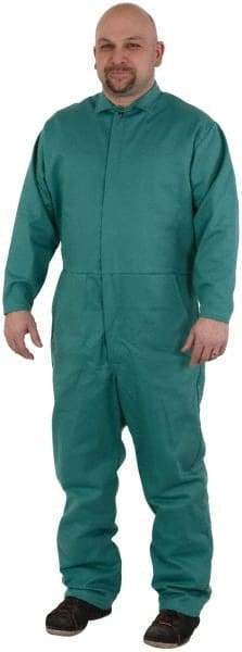 PRO-SAFE - Size 2XL, Green, Snap, Flame Resistant/Retardant Coverall - Cotton, 5 Pockets - Best Tool & Supply