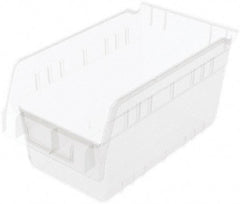 Akro-Mils - 11-5/8" Deep, Clear Polymer Hopper Shelf Bin - 6" High x 6-5/8" Wide x 11-5/8" Long - Best Tool & Supply