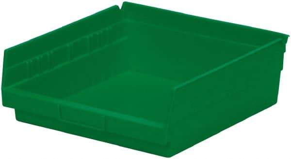 Akro-Mils - 197 Lb. Load Capacity, 11-5/8" Deep, Green Hopper Shelf Bin - 4" High x 11-1/8" Wide x 11-5/8" Long - Best Tool & Supply