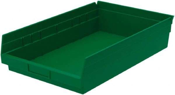 Akro-Mils - 292 Lb. Load Capacity, 17-7/8" Deep, Green Hopper Shelf Bin - 4" High x 11-1/8" Wide x 17-7/8" Long - Best Tool & Supply