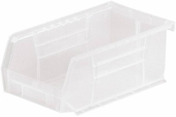 Akro-Mils - 10 Lb. Load Capacity, 7-3/8" Deep, Clear Polymer Hopper Stacking Bin - 3" High x 4-1/8" Wide x 7-3/8" Long - Best Tool & Supply