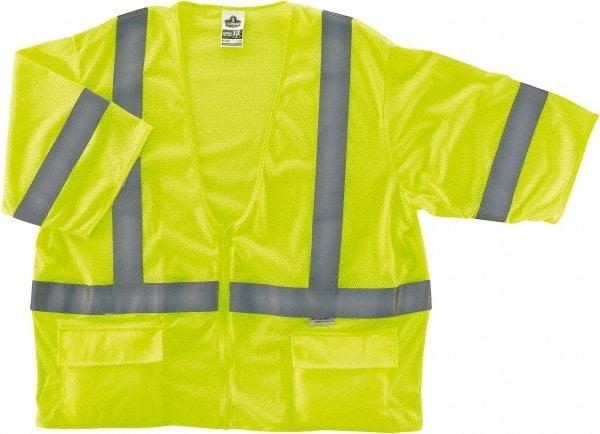 Ergodyne - Size 2X/3XL High Visibility Lime Mesh General Purpose Vest - 52 to 58" Chest, ANSI/ISEA 107, Zipper Closure, 3 Pockets, Polyester - Best Tool & Supply