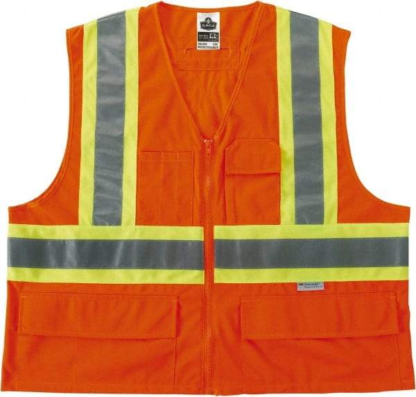 Ergodyne - Size L/XL High Visibility Orange Mesh General Purpose Vest - 44 to 52" Chest, Zipper Closure, Polyester - Best Tool & Supply