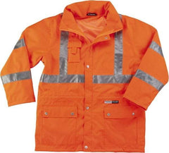 Ergodyne - Size M High Visibility Jacket - Orange, Polyester, Zipper, Snaps Closure - Best Tool & Supply