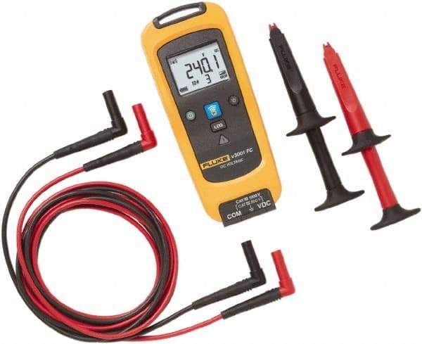 Fluke - 6 VDC to 1,000 VDC, Voltage Tester - LCD Display, +/-0.09 (up to 1,000 V), 0.15 (1,000 V)% Basic DC Accuracy, AA Power Supply - Best Tool & Supply