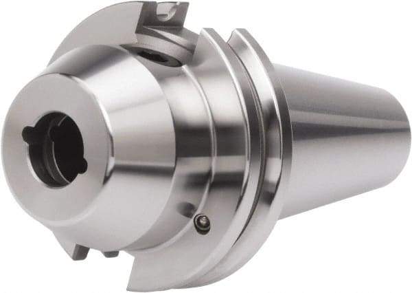 Accupro - CAT50 Taper Shank 1/2" Hole End Mill Holder/Adapter - 1-3/8" Nose Diam, 4" Projection, Through-Spindle & DIN Flange Coolant - Exact Industrial Supply