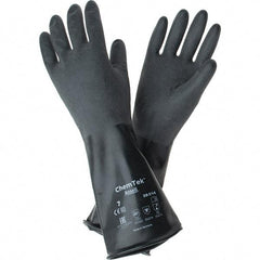 Ansell - 14 mil Thick, Chemical Resistant Gloves - SZ 7 14"14ML BLK 1/PR CHEM-TEK RGH FIN CHEM GLV - Best Tool & Supply