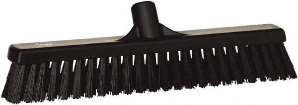 Vikan - 16" Combo Duty Synthetic Push Broom - 2" Bristle Length, Plastic Block, European Threaded Handle Connection - Best Tool & Supply