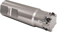 Seco - 1-1/4" Cut Diam, 8mm Max Depth of Cut, 1-1/4" Shank Diam, 4-1/2" OAL, Indexable Square Shoulder End Mill - LOEX Inserts, Weldon Shank, 90° Lead Angle, Through Coolant, Series Square T4-08 - Best Tool & Supply