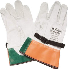 Ansell - Class 0, Size 12, 12" Long, Cowhide Leather Protector - Light Gray, Wear Over Rubber Insulating Gloves, OSHA, ASTM - Best Tool & Supply