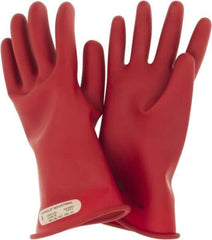 Ansell - Class 00, Size 9, 11" Long, Rubber Lineman's Glove - 2,500 AC Max Use Voltage, 500 AC Test Voltage, Red, ASTM D120 - Best Tool & Supply