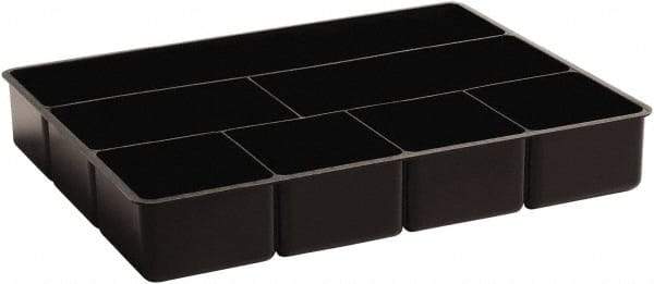 Rubbermaid - 7 Compartment, 15 Inch Wide x 11.73 Inch Deep x 2-1/2 Inch High, Drawer Organizer - Plastic, Black - Best Tool & Supply