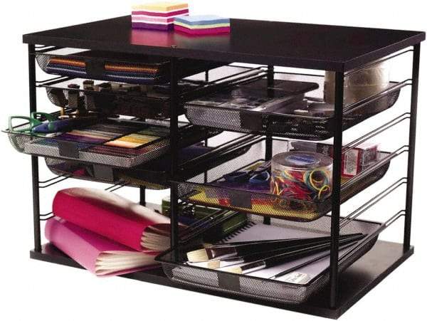 Rolodex - 23.9" Wide x 16.06" High x 15.51" Deep MDF Document Organizer - 12 Compartments, Black, 11" Wide Compartment - Best Tool & Supply