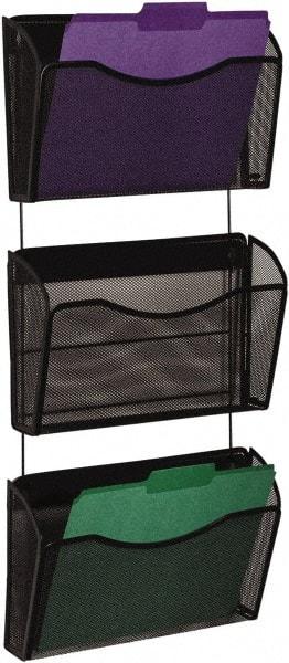 Rolodex - 14" Wide x 38.45" High x 6-5/8" Deep Mesh Metal Document Organizer - 3 Compartments, Black, 13-1/2" Wide Compartment - Best Tool & Supply