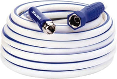 Legacy - 50' Long Marine/RV Hose - 1/2" Diam, 3/4" GHT, Hi-Tec Polymer, 150 psi, All Season, White with Blue Stripe - Best Tool & Supply