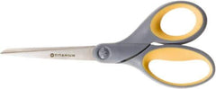 Ability One - 3" LOC, 8" OAL Titanium Scissors - Ambidextrous, Bent Handle, For Sticky Residues - Best Tool & Supply
