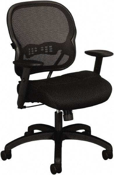 Basyx - 41-3/4" High Mid Back Chair - 27-3/8" Wide x 26-3/8" Deep, Padded Mesh Seat, Black - Best Tool & Supply