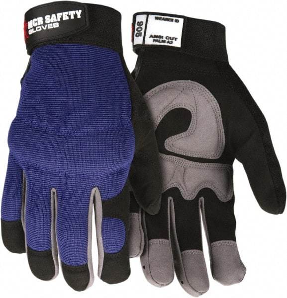 MCR Safety - Size XL Synthetic Blend General Protection Work Gloves - For Work & Driver, Uncoated, Adjustable Closure Cuff, Black/Blue, Paired - Best Tool & Supply