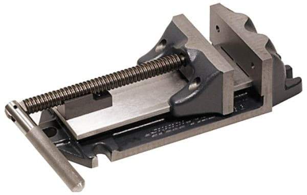 Cardinal Tool - 7" Jaw Opening Capacity x 2" Throat Depth, Horizontal Drill Press Vise - 6" Wide x 2" High Jaw, Stationary Base, Rapid Action, 17" OAL x 3-7/8" Overall Height, Steel - Best Tool & Supply