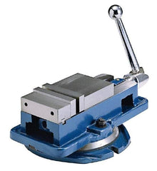 Interstate - 4" Jaw Width, 4" Jaw Opening Capacity, Horizontal Swivel Machine Vise - Manual Operation, 4,409 Lb Capacity, 1 Station, 14.85" Long x 4-31/32" High x 1-1/8" Deep, 1-1/8" Jaw Height - Best Tool & Supply