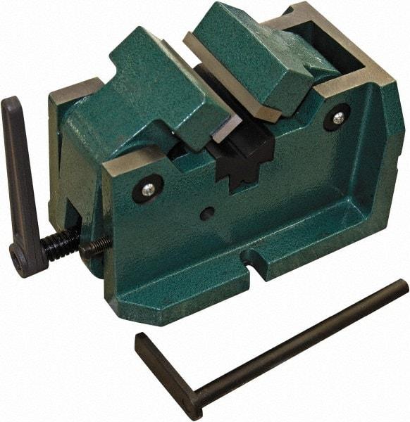 Interstate - 4" Jaw Width, 2-3/8" Max Jaw Opening, Manual Self Centering Vise - 11-27/64" OAL x 7-11/16" OAH - Best Tool & Supply