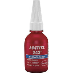 Loctite - 10 mL Bottle, Blue, Medium Strength Liquid Threadlocker - Series 243, 24 hr Full Cure Time, Hand Tool, Heat Removal - Best Tool & Supply