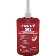 Loctite - 250 mL Bottle, Red, High Strength Liquid Threadlocker - Series 263, 24 hr Full Cure Time, Hand Tool, Heat Removal - Best Tool & Supply