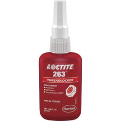 Loctite - 50 mL Bottle, Red, High Strength Liquid Threadlocker - Series 263, 24 hr Full Cure Time, Hand Tool, Heat Removal - Best Tool & Supply