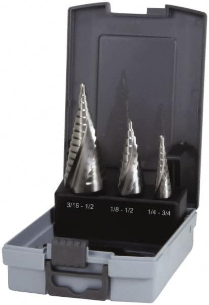 Hertel - 1/8 to 3/4", 118° Point, Bright Finish, High Speed Steel Step Drill Bit Set - Best Tool & Supply