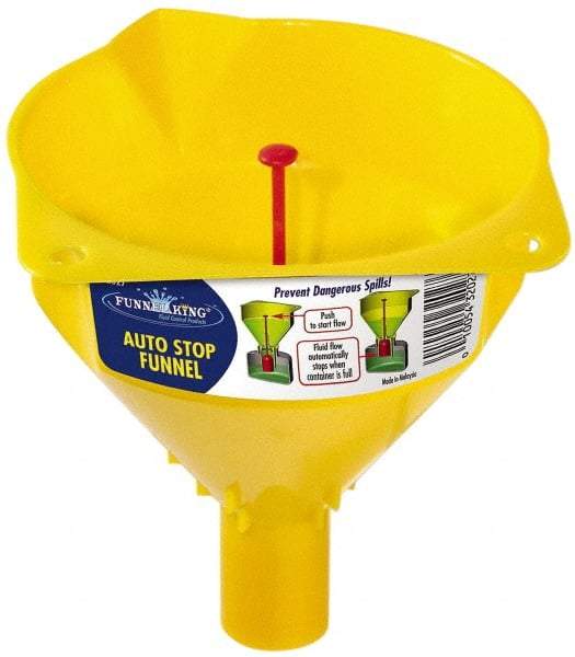 Funnel King - 16 oz Capacity Polypropylene Funnel - 5" Mouth OD, 1" Tip OD, 1-1/4" Straight Spout, Yellow - Best Tool & Supply