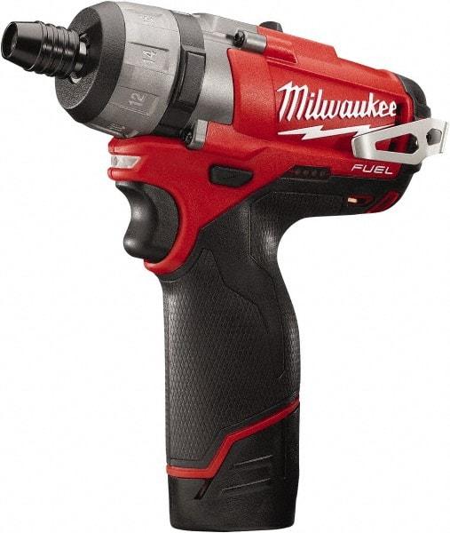 Milwaukee Tool - 12 Volts, Lithium-Ion Battery, Pistol Grip Cordless Screwdriver - 2 Speeds, 450 and 1,700 RPM, 325 Inch/Lbs. Torque, 2 Speed - Best Tool & Supply