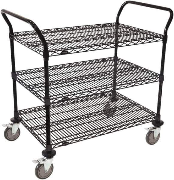 Value Collection - 800 Lb Capacity, 24" Wide x 48" Long x 39" High Wire Cart - 3 Shelf, Steel, Swivel Casters - Best Tool & Supply