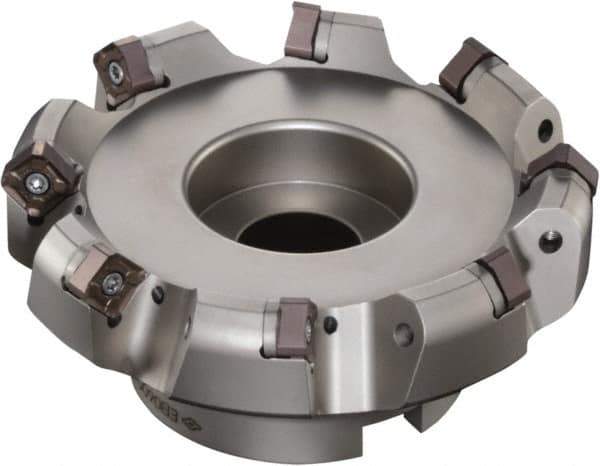 Sumitomo - 125mm Cut Diam, 38.1mm Arbor Hole, 45° Indexable Chamfer & Angle Face Mill - 12 Inserts, ONMT 05T6\xB6SNMT 13T6\xB6XNET 13T6 Insert, Right Hand Cut, Through Coolant, Series DualMill - Best Tool & Supply