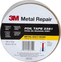 3M - 2" x 50 Yds Silver Foil Tape - 2.7 mil, Acrylic Adhesive, Aluminum Foil Backing, 10 Lb/ln Tensile Strength, -30°F to 260°F, Series 3381 - Best Tool & Supply