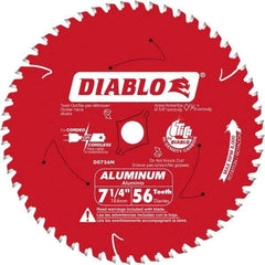 Freud - 7-1/4" Diam, 5/8" Arbor Hole Diam, 56 Tooth Wet & Dry Cut Saw Blade - Carbide-Tipped, Burr-Free Action, Standard Round Arbor - Best Tool & Supply