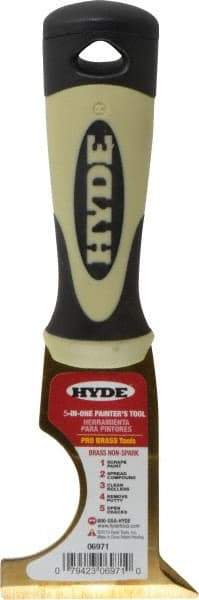 Hyde Tools - 2-1/2" Wide Brass Multi-Purpose Knife - Stiff, Cushioned Grip Polypropylene Handle, 8" OAL - Best Tool & Supply